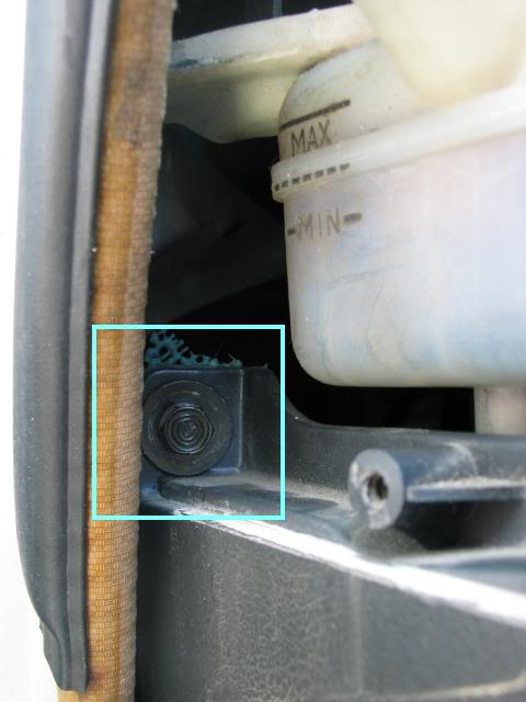 Screws located behind brake fluid reservoir